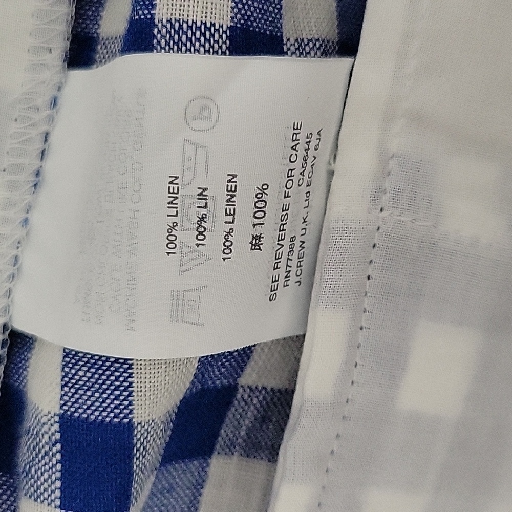 J. Crew Linen Petite Blue Gingham Pants Size 4P - Picture 7 of 11